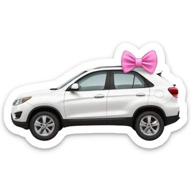White crossover car with pink bow sticker