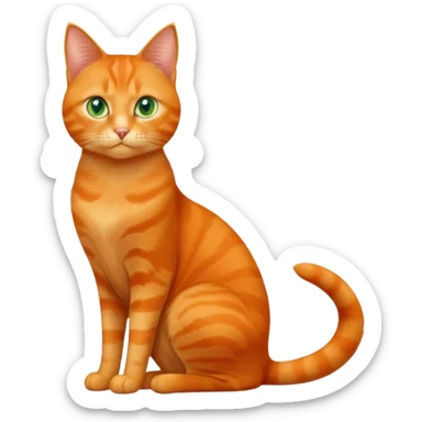 full body solid orange domestic shorthair slim cat sitting sticker