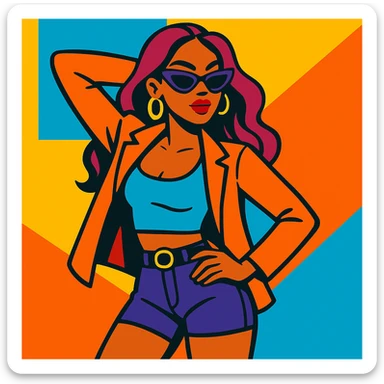 hot girl, modern fashion, confident pose, stylish, vibrant colors sticker