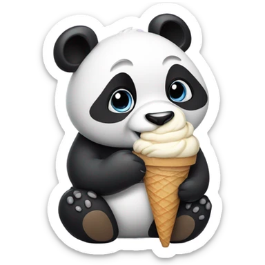 Panda eating ice cream sticker