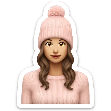 Pale blush pink winter knit cap isolated sticker