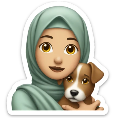 pretty woman with hijab hugging a dog sticker