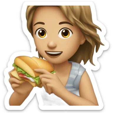 I want a picture of a beautiful person eating a sandwich on the beach sticker