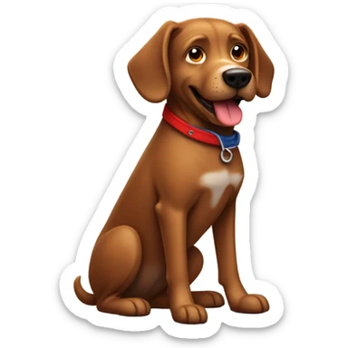 A chill brown dog with jeans and red shoes sticker