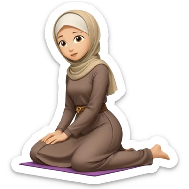 Islamic Woman Kneeling prostrated side view bent forwards sticker