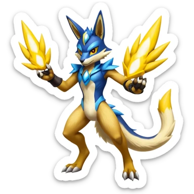 Shiny Epic Handsome Badass Lucario-Renamon-Zeraora-hybrid (Full body) sticker
