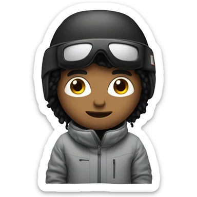 Guy with straight black hair on snowboard sticker