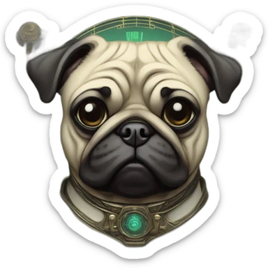 A cyberpunk pug in Art Nouveau style during 1910 sticker