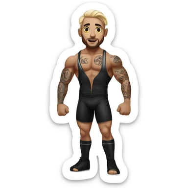 a pro wrestler with face tattoos and one arm sticker