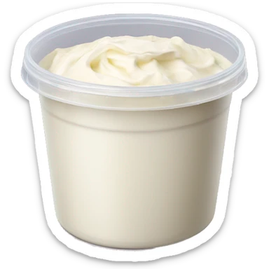 Sour cream in a plastic container with red label sticker