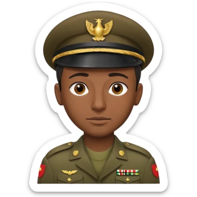 
portrait of an Iraqi soldier, from head to chest, with a neutral expression sticker