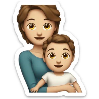 mother and toddler with brown hair5 and white skin full length sticker