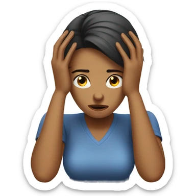 frustrated woman with hands on her head sticker