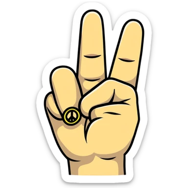 peace sign hand gesture facing down sticker