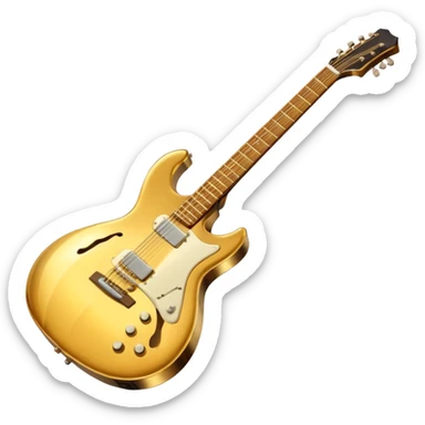 cinematic-realistic-guitar,-polished-metal,-warm-golden-reflections-dancing-along-its-surface,-soft-hands-carefully-positioned-over-the-keys,-glowing-with-an-elegant-and-airy-charm. sticker