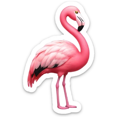 flamingo with hear on his hands sticker
