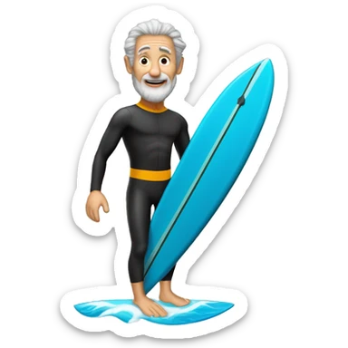 Older Orthodix Jew surfer in a wetsuit on a surfboard sticker