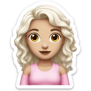 white skin girl with black haird and pink skirt sticker