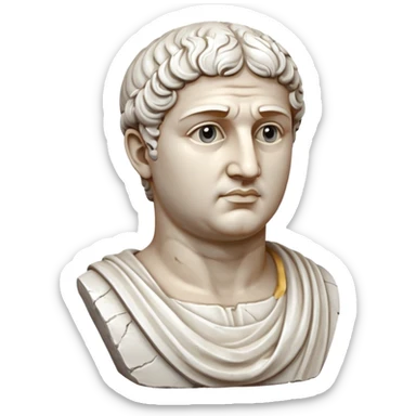 white classical roman bust, white stone sticker