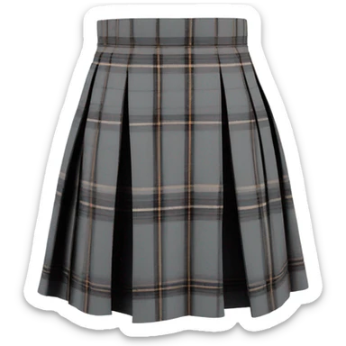 Grey tartan pleated mini skirt, isolated sticker