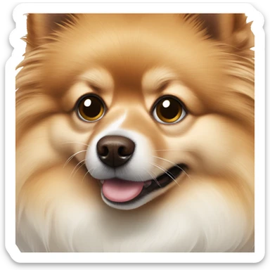 pomeranian white and brown spot around his left eye sticker