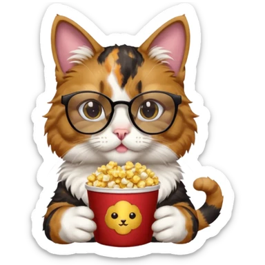 cat with with rapper popcorn with opticals sticker