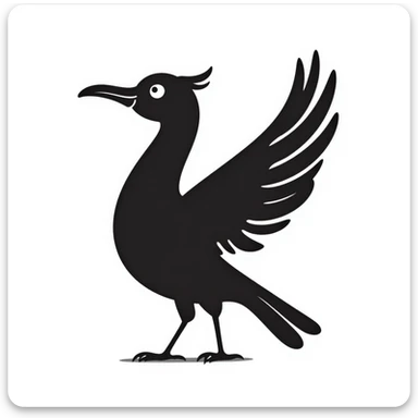 Hand-drawn liver bird, mythical bird symbol of Liverpool, cormorant-like bird with outstretched wings sticker