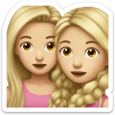 Girl with brown hair kissing girl with blonde hair sticker