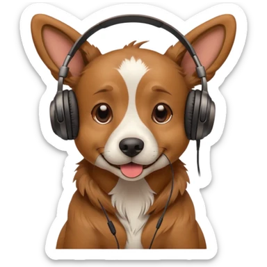 dog with headphones sticker