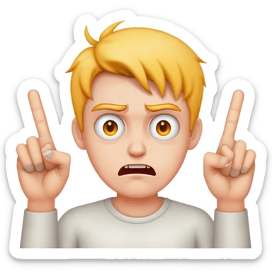 holding up middle fingers with mad face sticker