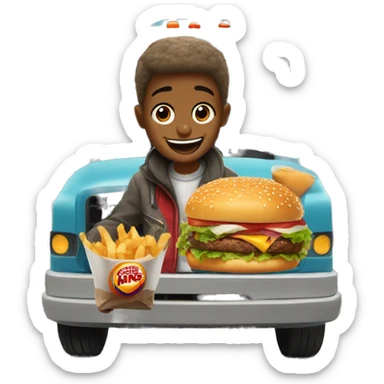 boy enjoying food with burger king crown on truck sticker