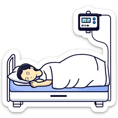 person sleeping with sleep study monitoring equipment sticker