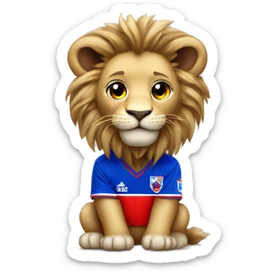 Baby lion with Universidad de Chile soccer team jersey U sticker