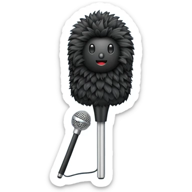 boom fluffy microphone with stick sticker