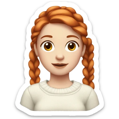 Red-haired girl in low ponytails with pale skin white sweater sticker