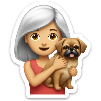 Women with Pekingese sticker