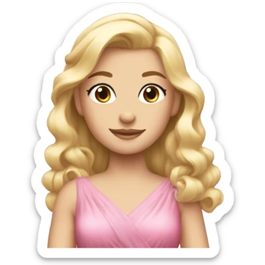 Princess blone hair wear pink dress  sticker