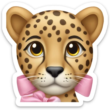 Cheetah with a light pink bow on top sticker