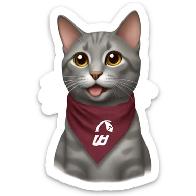 cat with virginia tech bandana  sticker