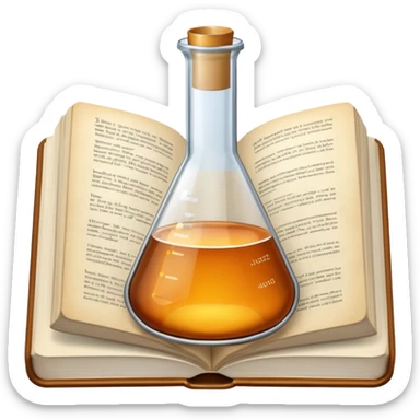 open textbook with a flask above it sticker