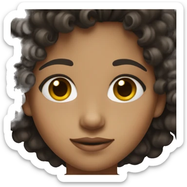 Girl with medium skin tone and black curly hair sticker