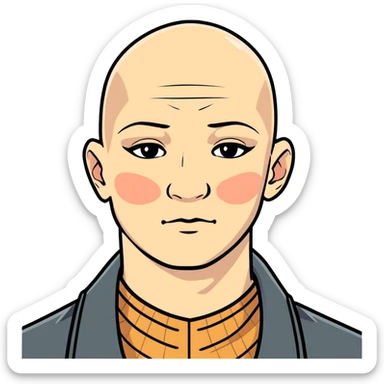 Bald dude wearing too much makeup  sticker