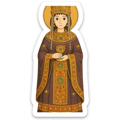 Empress Theodora in ornate Byzantine robes and crown sticker