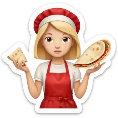 girl white t-shirt red apron with a piadina in her hands sticker