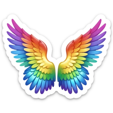 Tiny small left and right rainbow angel wings. sticker