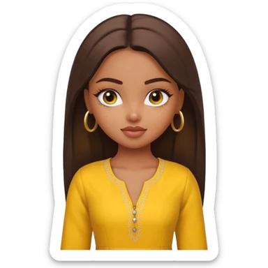 a pretty bratz dusky girl with yellow kurti on sticker
