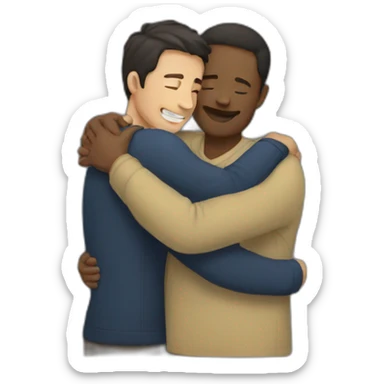 Two men hugging sticker