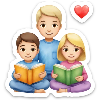 watercolor books and children  sticker