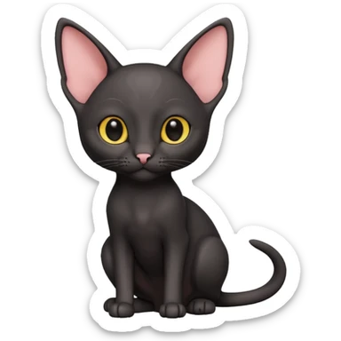 A 3D cartoon black Oriental Shorthair cat with bulky body, tall ears, Nice fur, dark cinematic background, Memoji-style. full body or half body. sticker