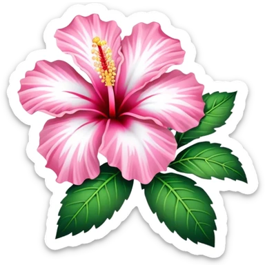 Pink and white hibiscus  sticker